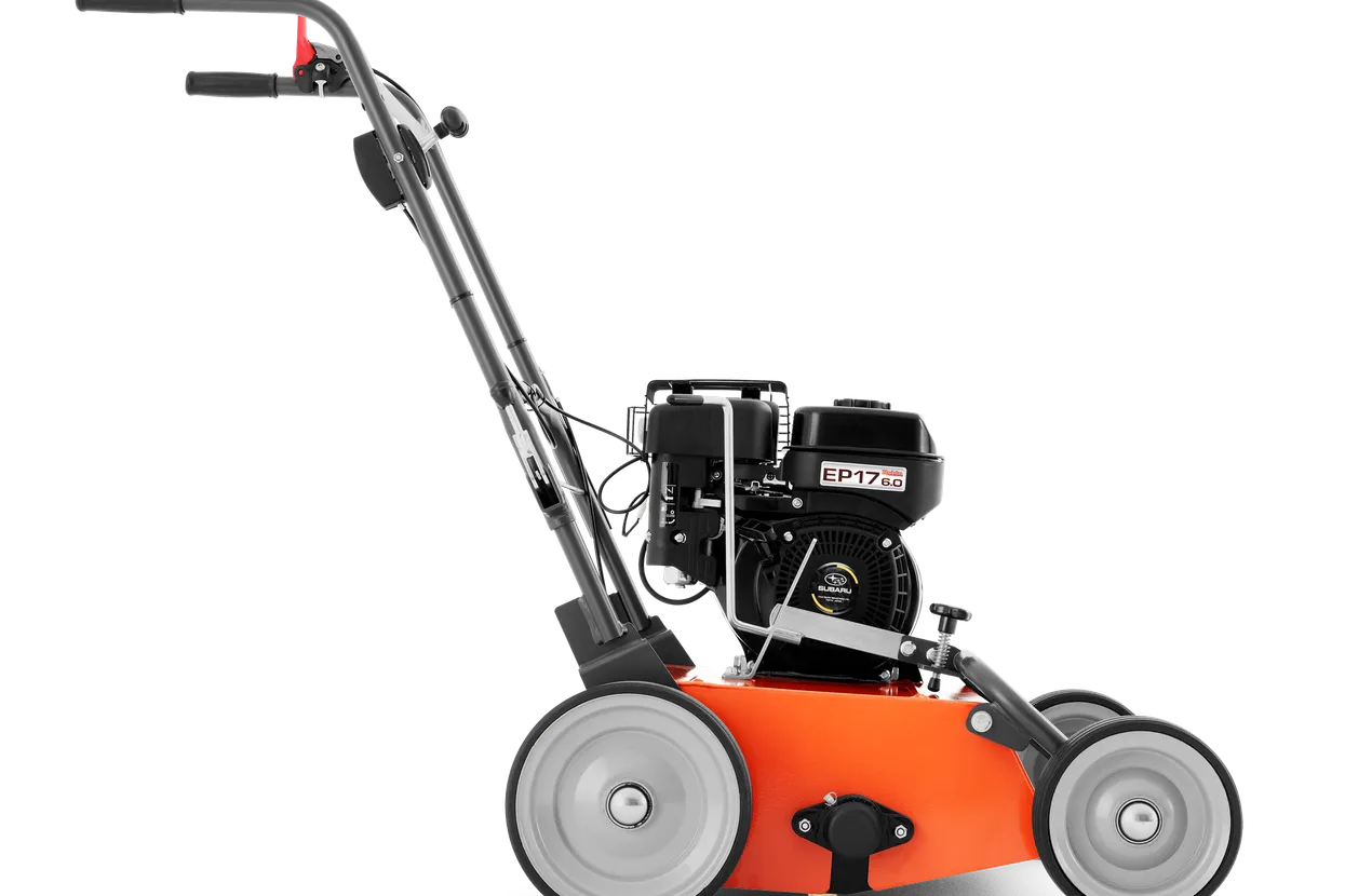 Vedere laterală a unui echipament electric cu motor și mâner vizibile.